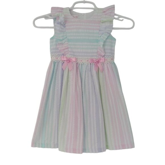 BONNIE JEAN, Colorful line dress, sleeveless, polyester and cotton, Size 4 - Picture 1 of 8